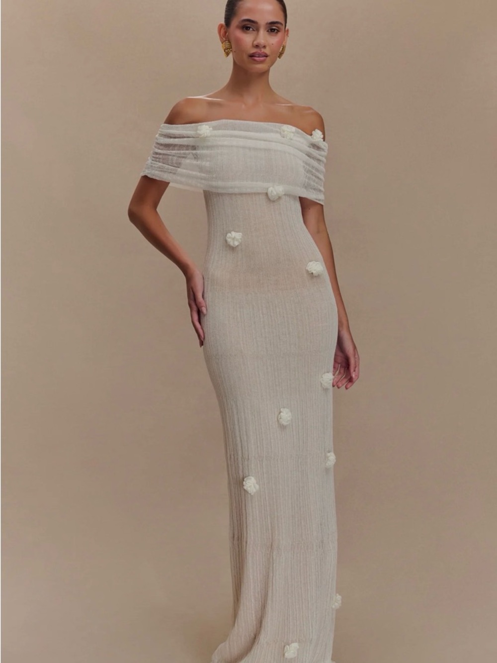 Meshki Brynn Orchid Knit Maxi Dress - Ivory